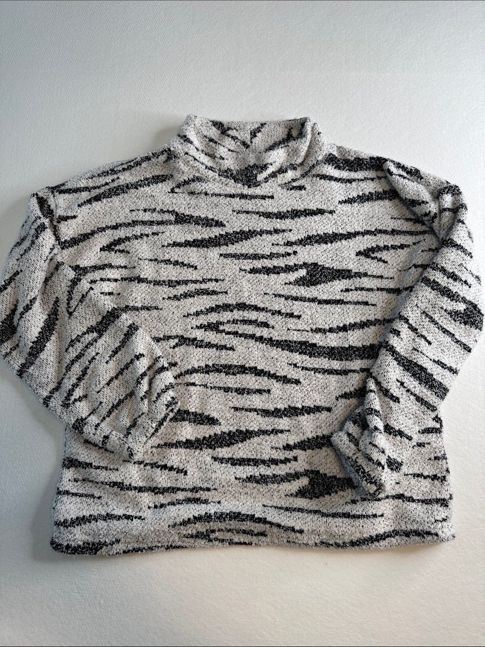 Maurices Black & White Cowl Neck Patterned Sweater